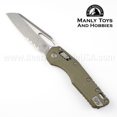 MICROTECH MSI S/E Fluted G-10 OD Green Apocalyptic Partial Serrated 210-11APFLGTOD