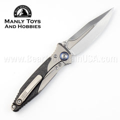 Socom Bravo™ Mini Spear Point Titanium Handle Hand Rubbed Satin Standard Blue Titanium Pivot Collar Carbon Fiber Scales 262M-4CFTI 99