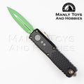 Microtech UTX-85 Gen IV Jedi Master 12324-1JM OTF automatic knife, green double-edge dagger blade