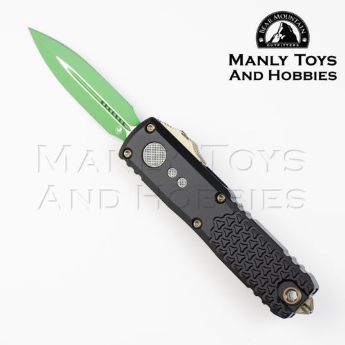 Microtech UTX-85 Gen IV Jedi Master 12324-1JM OTF automatic knife, green double-edge dagger blade