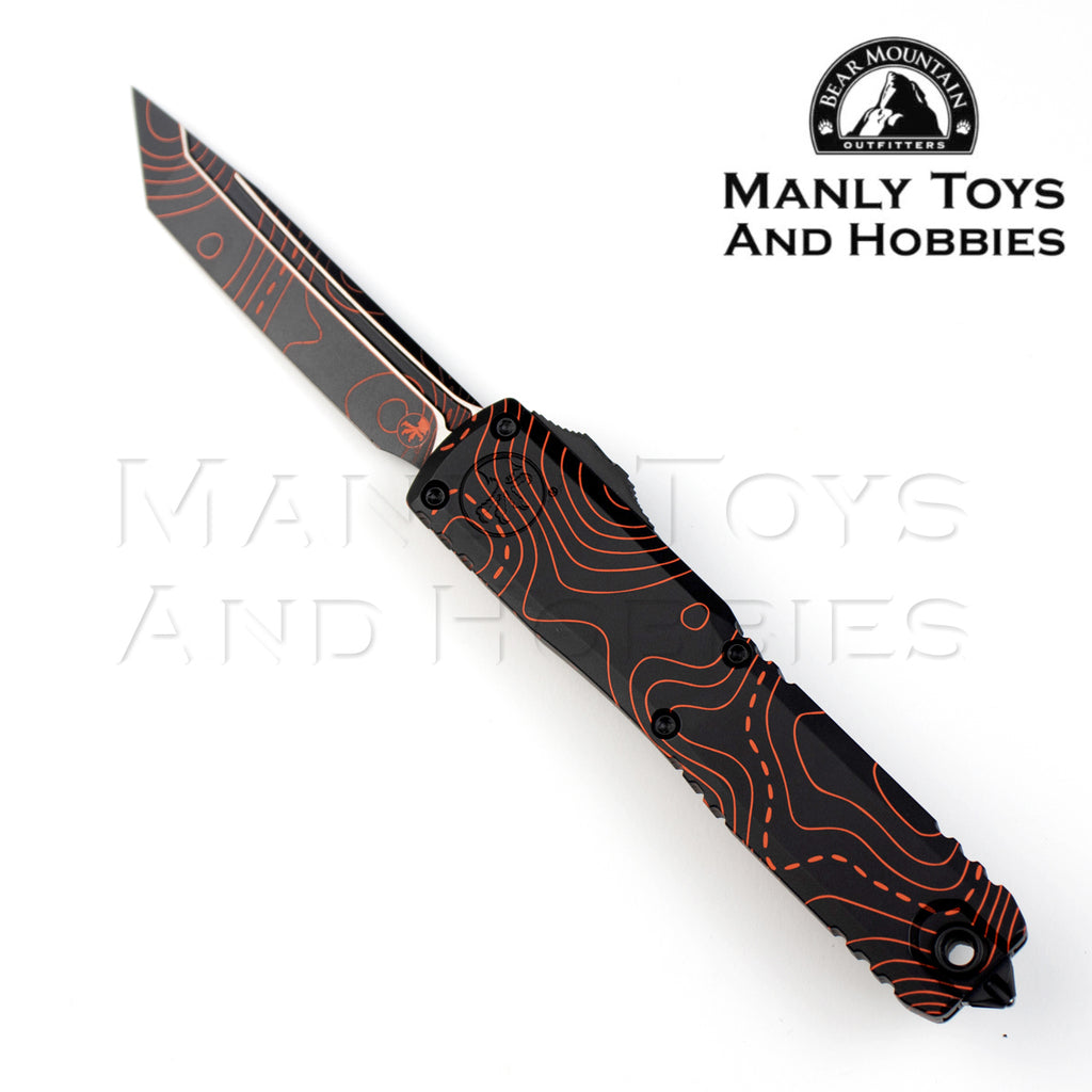 Microtech Ultratech Gen IV Topographic Black/Orange Camo S/E 11234-1 TPBKORCS OTF automatic knife