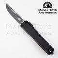 Microtech 11214-1T Ultratech Gen IV Tactical AUTO OTF Knife 3.5" Bohler M390MK Black Drop Point Blade, Black Machined Aluminum Handles, Reversible Clip