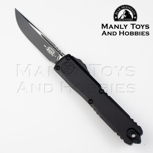Microtech 11214-1T Ultratech Gen IV Tactical AUTO OTF Knife 3.5" Bohler M390MK Black Drop Point Blade, Black Machined Aluminum Handles, Reversible Clip