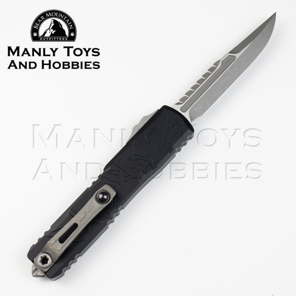 Microtech Ultratech Gen IV Black Topographic Deep Engraved 3.55" Interceptor M390MK Apocalyptic 11174TP-10APS 