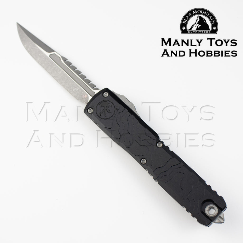 Microtech Ultratech Gen IV Black Topographic Deep Engraved 3.55" Interceptor M390MK Apocalyptic 11174TP-10APS