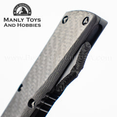 one Custom Combat Troodon Double Edge Mirror Polish W/ Carbon Inlay Carbon Top DLC Ringed S/N 009 10