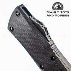 one Custom Combat Troodon Double Edge Mirror Polish W/ Carbon Inlay Carbon Top DLC Ringed S/N 009 111