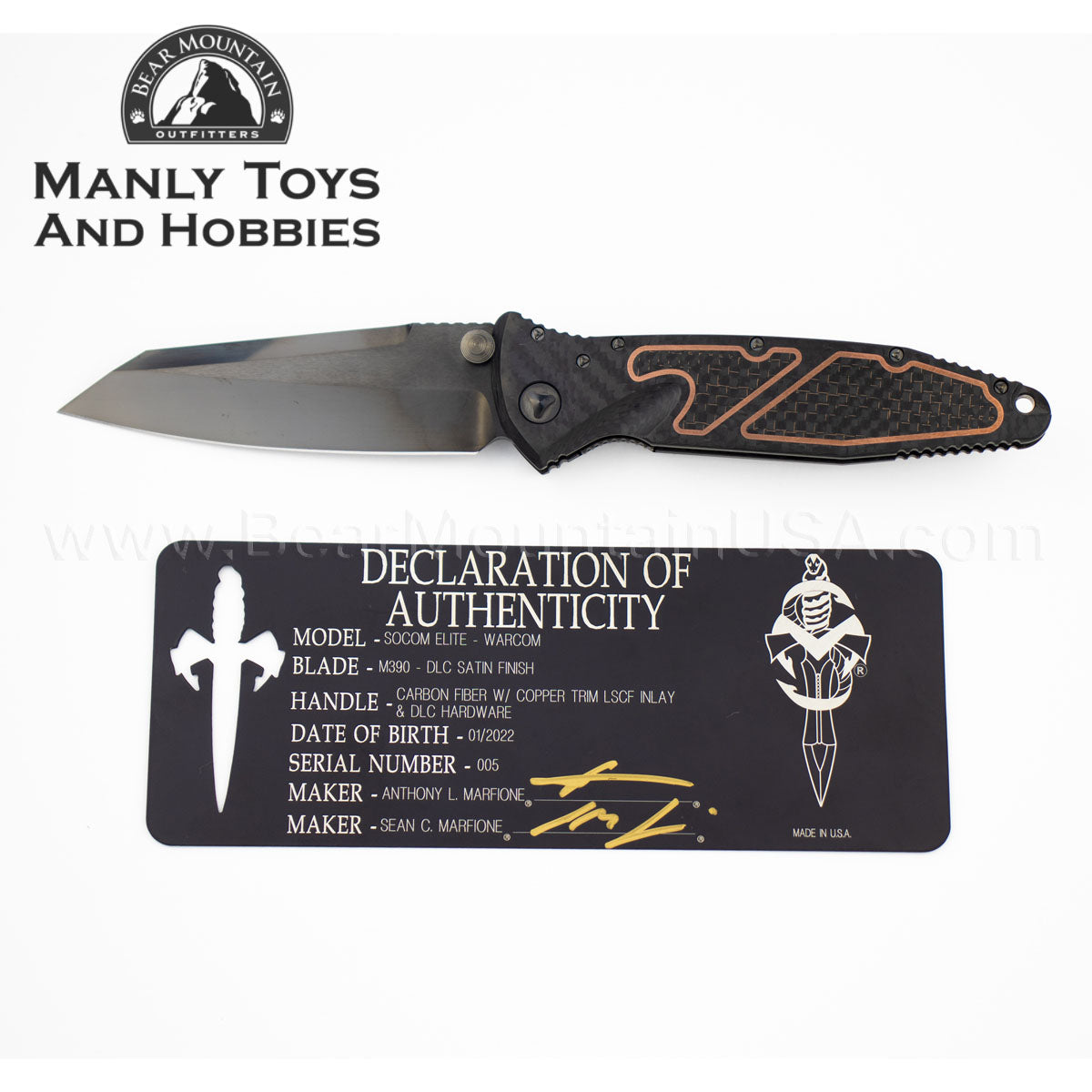 Marfione Custom Socom Elite - WARCOM DLC Carbon With Coper Trim LSCF Inlay and DLC Hardware S/N 005