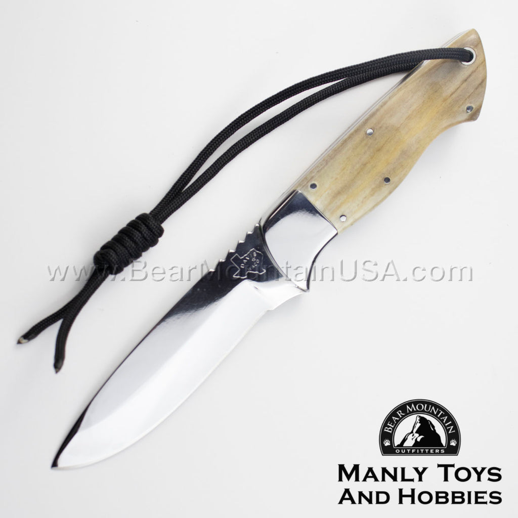 Custom Davis Knives fixed blade with swordfish scale handle, mirror-polished 440HC steel