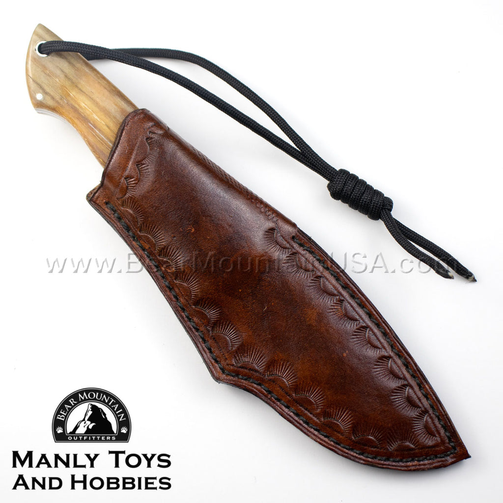 Custom Davis Knives swordfish scale fixed blade, blade detail
