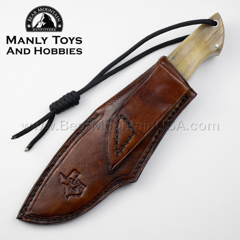 Custom Davis Knives swordfish scale fixed blade with sheath