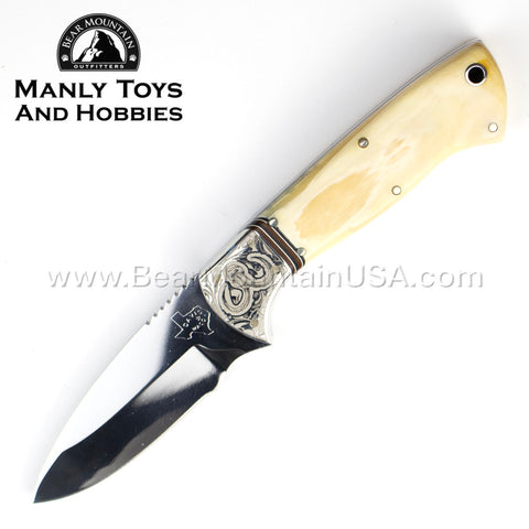 Custom Davis Knives Fixed Blade with Mammoth Ivory Scale and Copperhead Sheath.